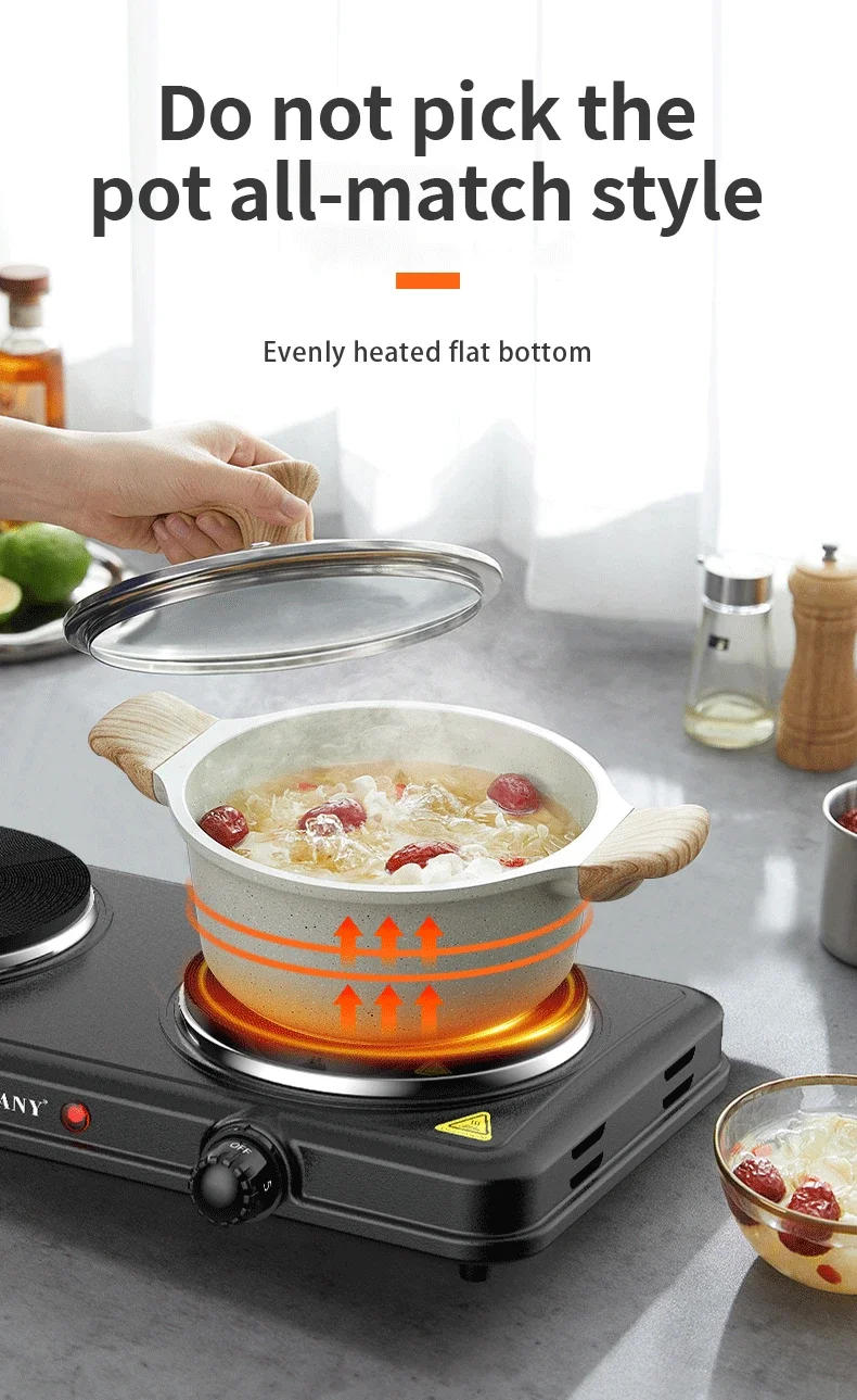 Description Picture 5 of item2000W Electric Hot Plate for Cooking, Dual Control Infrared Cooktop, Double Burner, Portable Countertop Burner, Electric Cooktop