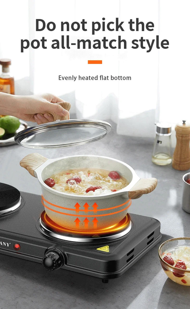 Description Picture 5 of item2000W Electric Hot Plate for Cooking, Dual Control Infrared Cooktop, Double Burner, Portable Countertop Burner, Electric Cooktop