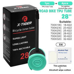 X-TIGER 2024 New Ultralight Bike Inner Tube 18-32C Road MTB Bicycle TPU Tire 700C 45/65/85mm Length French Valve Bike Light Tube