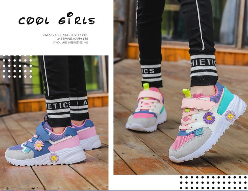 Description Picture 5 of itemTrendy Kids Shoes Girls Tennis Pink Sneakers Outdoor Running Shoes Non-slip School Sports Shoes Breathable Mesh Comfort Shoes