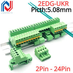 2EDG-UKR-5.08mm Rail Mounted Plug-in Terminal Block Connector 2EDG 5.08mm 2P 3P 4P5P-24Pin Screw Free Guide Rail Docking KD Plug