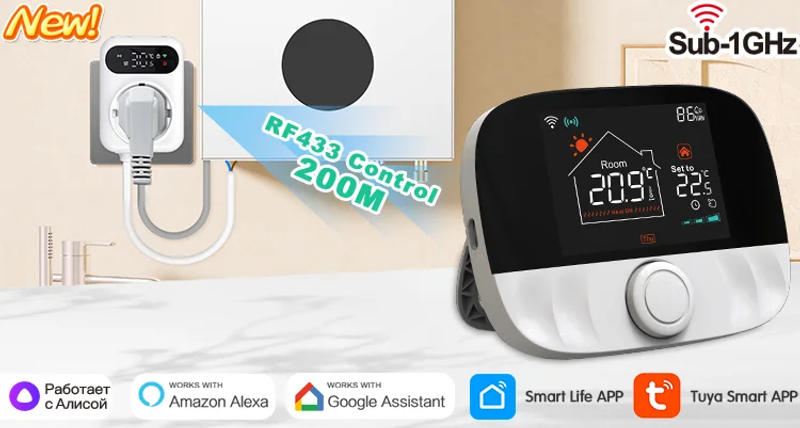 Description Picture 2 of itemRF433 Wireless Thermostat WiFi for Floor Heating Water Gas Boiler Home Room Tuya Smart Programmable Temperature Controller