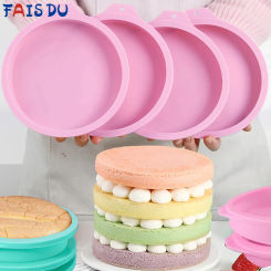 FAIS DU 2-8pcs Silicone Cake Pan 4/6/8inch Round Cake Layer Set Silicone Bakeware Mold for Baking Tools Rainbow Cake and Mousse