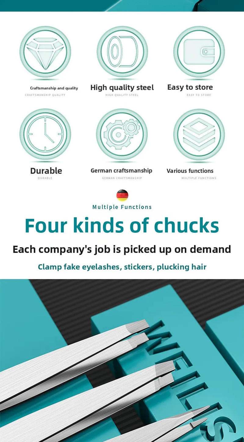 Description Picture 3 of item4PCS Eyebrow Tweezers Set Stainless Steel Slanted Professional Hair Removal Tools for Eyebrows Facial Splinter Ingrown Hair