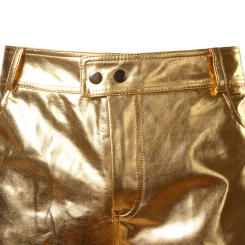 Gold Metallic Pu Leather Motorcycle Pants Men Skinny Tights Disco Party Halloween Trousers Stage Dancer Prom Pantalones Hombre