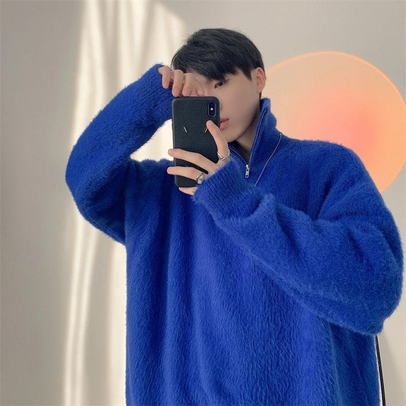 Description Picture 4 of item2024 Men Autumn Solid Color Sweaters Slim Fit Streetwear Mens Clothing Casual Knitted Sweater Men Korean Fashion Pullovers D49