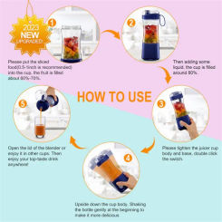 Portable Size USB Electric Fruit Juicer Handheld Smoothie Maker Stirring Rechargeable Mini Food Processor Juice Blenders