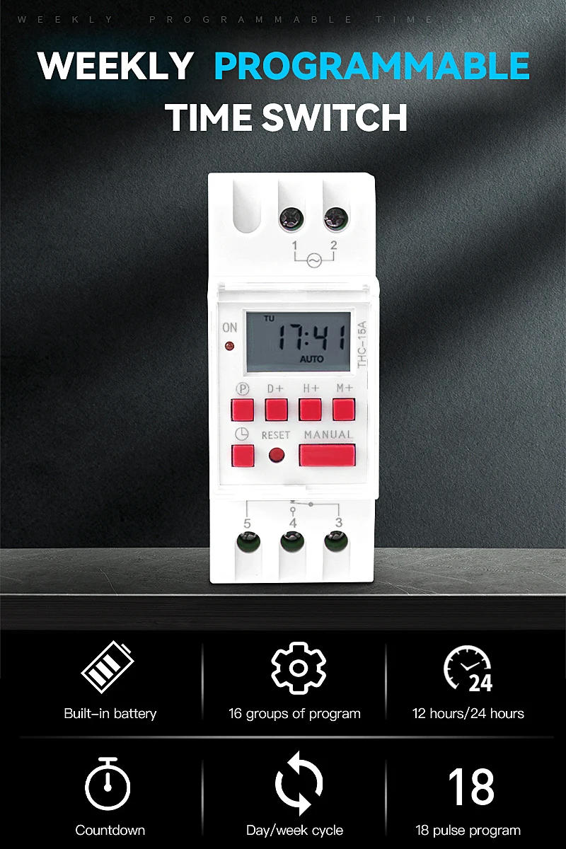 Description Picture 3 of itemGEYA THC-30A 20A 16A Electric Digital Timer Switch Programmable AC DC 12V 24V 110V 220V 240V  Electronic Timers