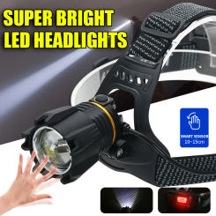 Powerful LED Induction Headlamp Zoom Rechargeable Head Flashlight Use 18650 Battery Outdoor Camping Fishing Strong Headlight