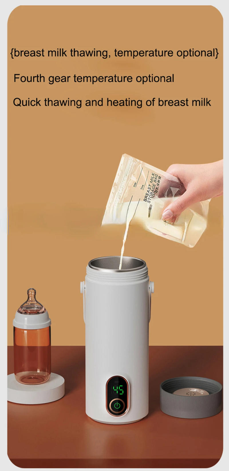 Description Picture 5 of itemPortable Wireless Electric Kettle Rechargeable Thermal Boiling Cup for Travel Car Water Boiler Temperature Control Thermos 400ml