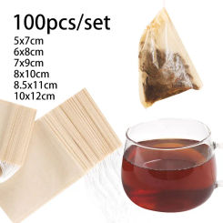 100 Pcs/Lot Multi Size Coffee Filter Paper Bag Pull Rope Tea Bag Disposable Tea Bag Small Powder Filter Bag Total Biodegradation