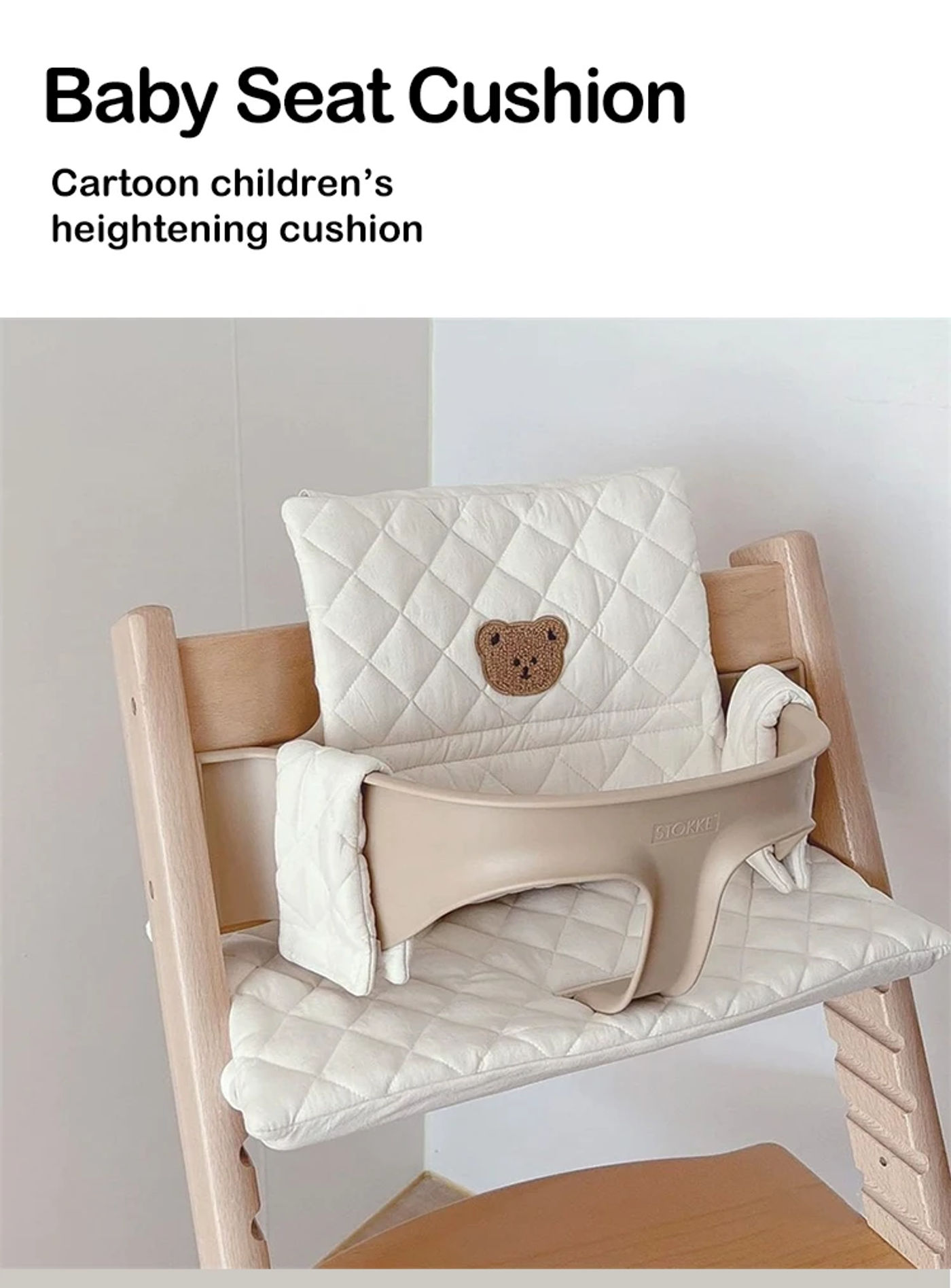 Description Picture 2 of itemCute Baby High Chair Cushion Bunny Bear Baby Back Cushion Baby Sitting More Comfortable Dining Chair Accessories Eating Cushion