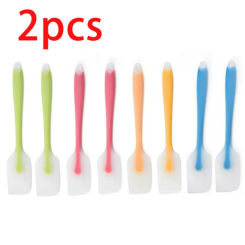 2Pcs Heat Resistant Handle Silicone Spoon Scraper Spatula Ice Cream Cake Butter Mixer Stir For Kitchen Tool Utensil