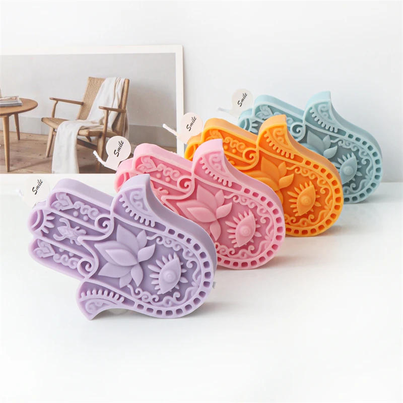 Description Picture 5 of item1pc DIY Silicone Candle Mold, Hamsa Hand Shaped Silicone Mould For Soap Resin, Candle Making Supplies Tool