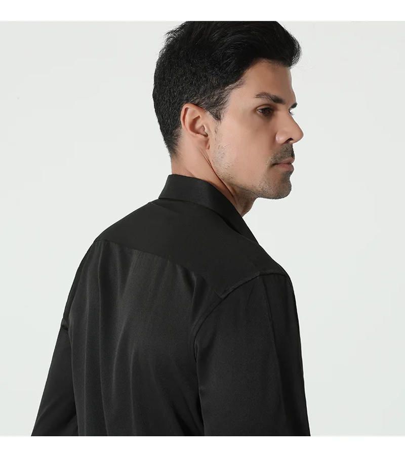 Description Picture 5 of item2024 New Foreign Trade Men's Leisure Long Sleeved Shirt Men's Business Dress Shirt Work Solid Color Shirt