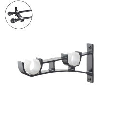 Black Aluminum Alloy Double Curtain Rod Brackets for Curtain Rod / Window Hardware Rod Pole Bracket