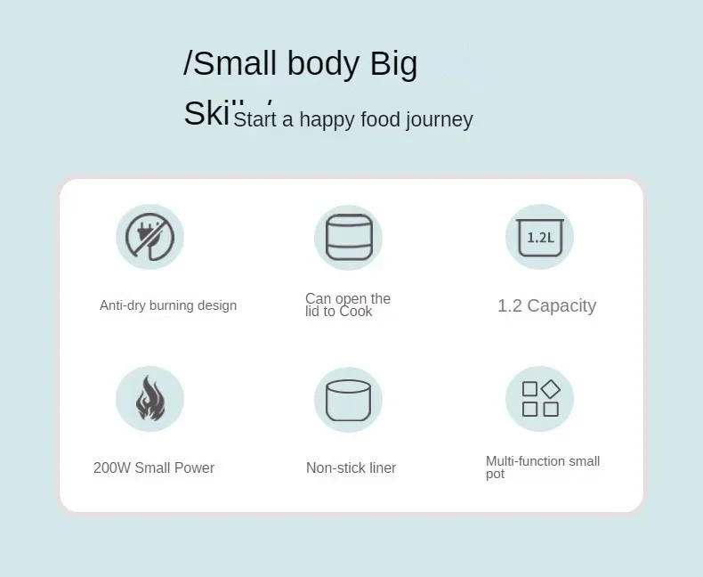 Description Picture 6 of itemMini Electric Rice Cooker Intelligent Automatic Household Kitchen Cooker 1-2 People Small Electric Rice Cookers 1.2L