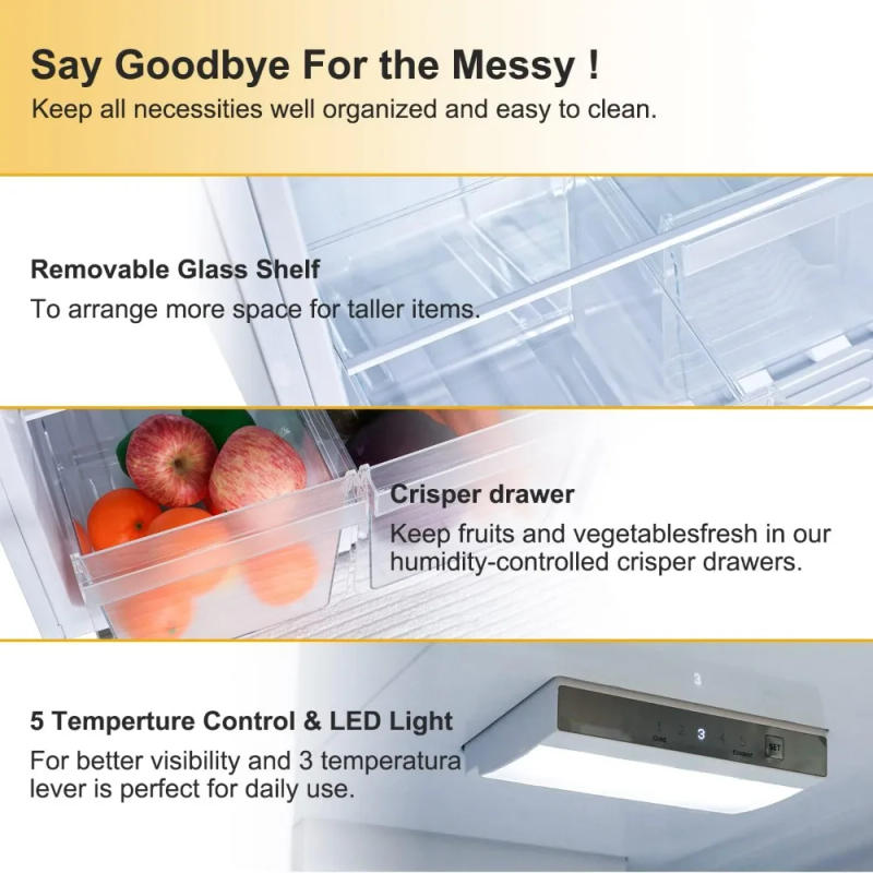 Description Picture 4 of item12.1 CU' Refrigerator with Freezer, Apartment Size Refrigerator Top Freezer, 2 Door Fridge with Adjustable Thermostat Control