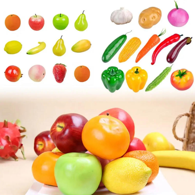 Description Picture 2 of itemRandom Delivery 12PCS Artificial Fruits Lifelike Vegetables Food Model Kitchen Landscape Home Decor Desktop Ornament Photo Prop