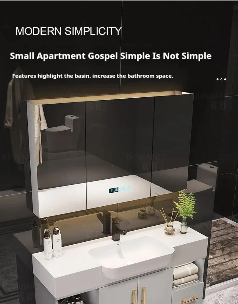 Description Picture 2 of itemSmall Bathroom Cabinet Combination Integrated Basin Modern Simple Bathroom Sink makeup Muebles Furniture smart