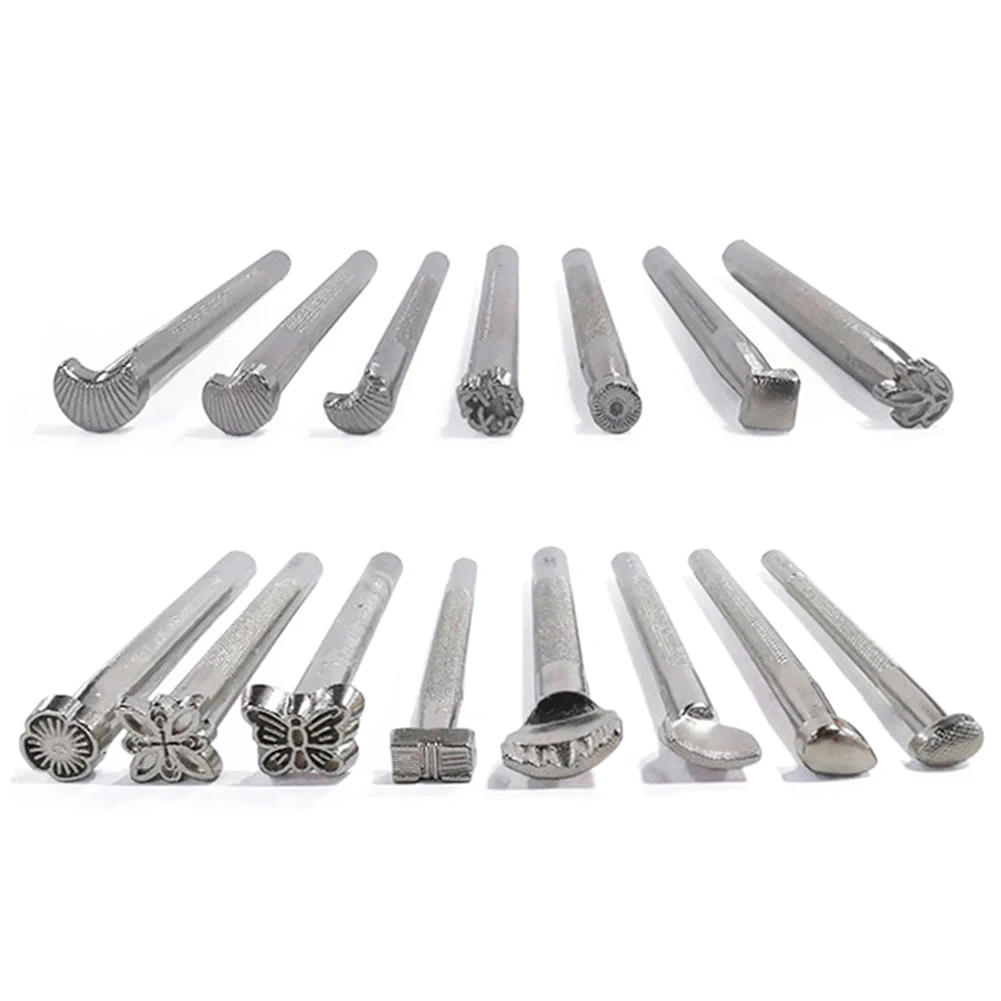 Description Picture 2 of itemPottery Stamps for Embossing Leather Tools Stainless Steel Flowers Punch DIY Ceramic Manual Stamp Printing Mold Set