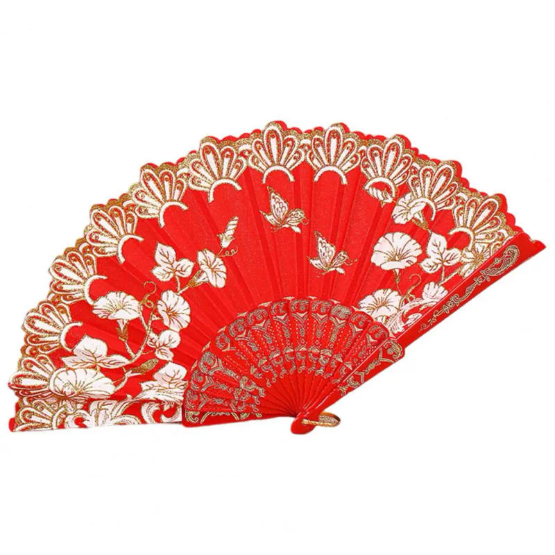 Description Picture 2 of itemRetro Chinese Style Folding Fan Hand Held Fan Floral Dance Performances Party Custom Art Props Decoration Wedding Gift For Guest