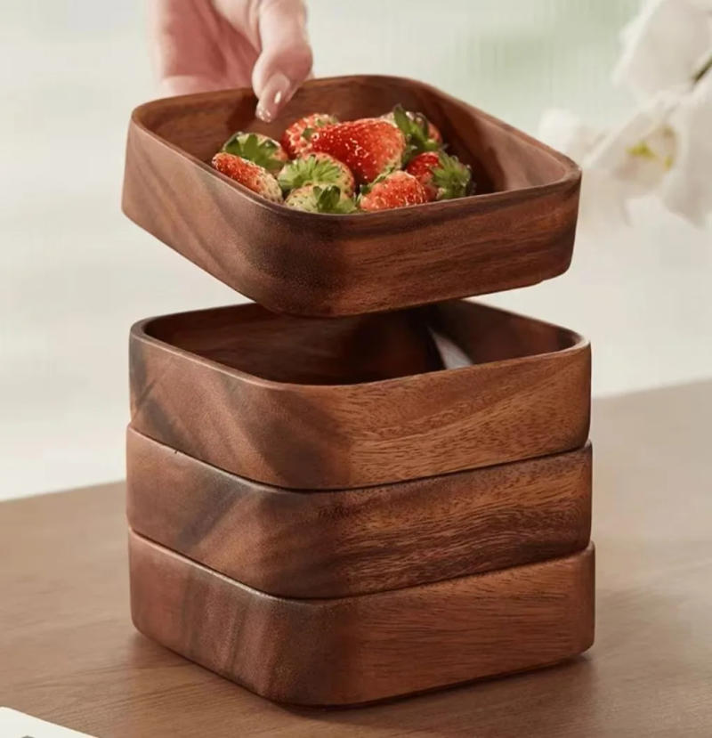 Description Picture 6 of itemWalnut wood Dim sum tray pastry nut small square bowl dry fruit tray storage box solid wood fruit tray wood tray