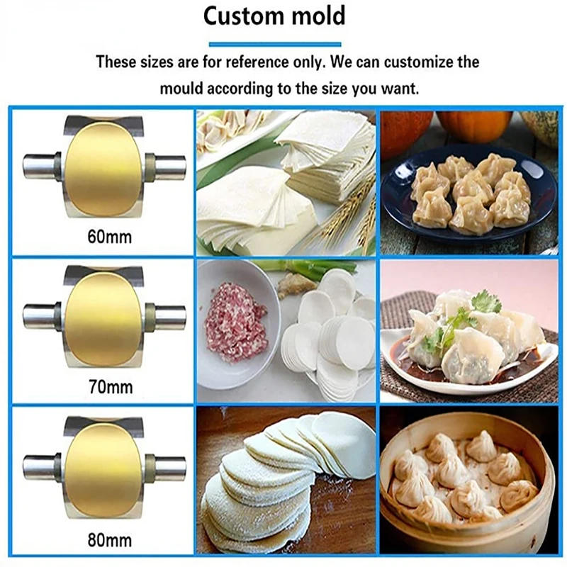 Description Picture 3 of itemHot Commercial Home Use Dumpling Machine Machine Wonton Skin Sheet Machine for Round or Square Dough Sheet Machine Free Shipping