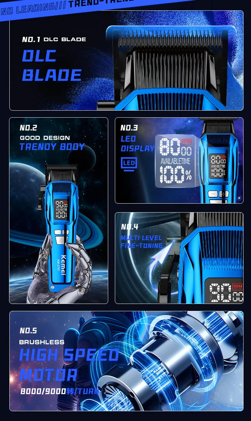 Description Picture 5 of itemKemei Professional Electric Hair Clipper Kit Rechargeable Hair Trimmer Shaver For Men USB Charging Beard Razor KM-2797 KM-1102