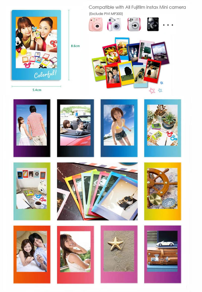 Description Picture 2 of item10 -50 Sheets Fujifilm Instax Mini 12 11 8 9 Film Stained Stars Fuji Instant Photo Paper For 70 7s 50s 90 25 Share SP-1 Camera