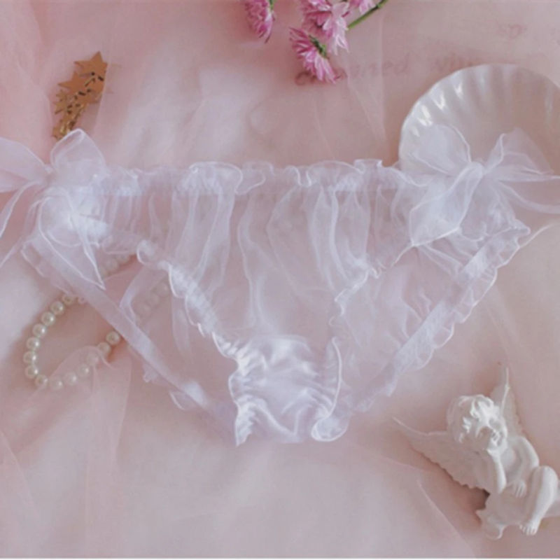 Description Picture 4 of itemWomen Ladies Daily Underwear Lace Panties Bikini Brief Sheer Mesh Knicker Bow Chiffon Soft Moderate Elastic