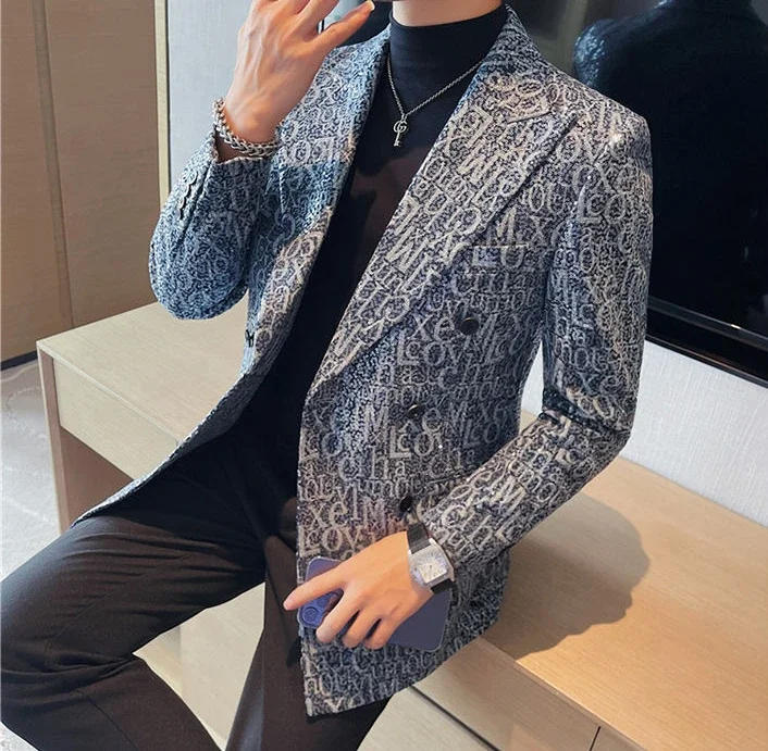 Description Picture 5 of itemRhinestones Male Blazer Sequin Men's Suit Jackets Cropped Coat Short with Embroidery Free Shipping Simple Breasted Elegant 2024