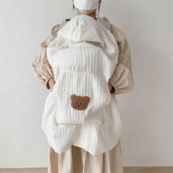 Muslin Baby Stroller Blanket Newborn Swaddle Wrap Cartoon Hooded Sling Cover Anti-mosquito Sun Protection Infant Sleeping Quilt