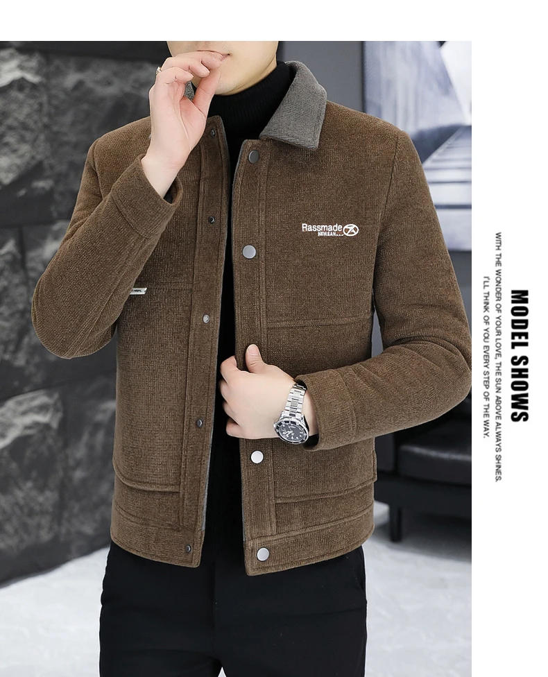 Description Picture 6 of itemHigh Quality Winter Solid Color Woolen Jacket for Men Thickened and Warm Trench Coat Casual Business Streetwear Overcoat 2023