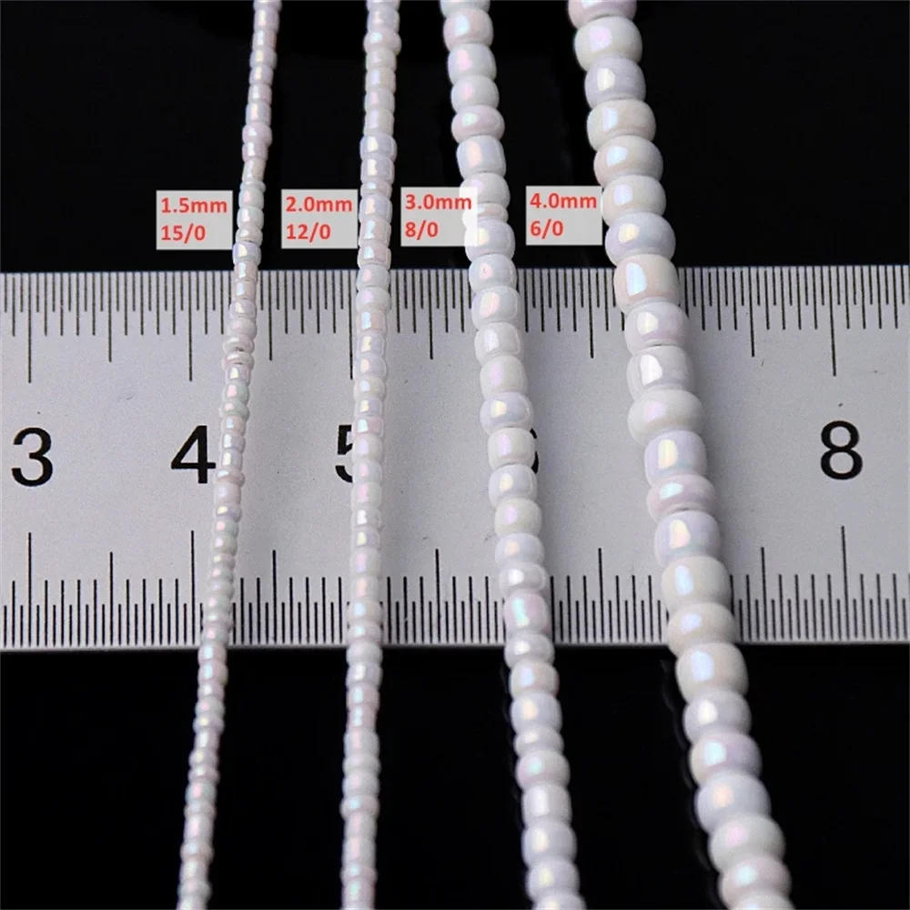 Description Picture 5 of itemWhite Series Czech Glass Seedbeads Multi Size 1.5mm 2mm 3mm 4mm Round Spacer Beads For DIY Jewelry Making Garments Accessories