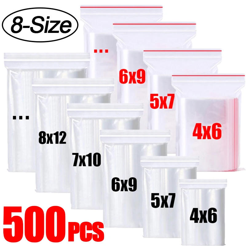 Description Picture 4 of item100/500Pcs Thicken Zipper Sealed Bags Clear Plastic Storage Bag for Small Jewelry Food Packing Reclosable Zippers Sealing Bag