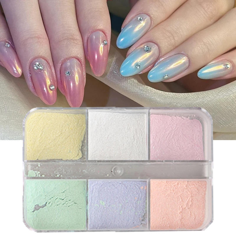 Description Picture 5 of itemMoonlight Mirror Nails Powder Metallic Chrome Effect Pigments Gel Polish Laser Dust Glitter Aurora Shiny Pearl Nail Manicure Dec