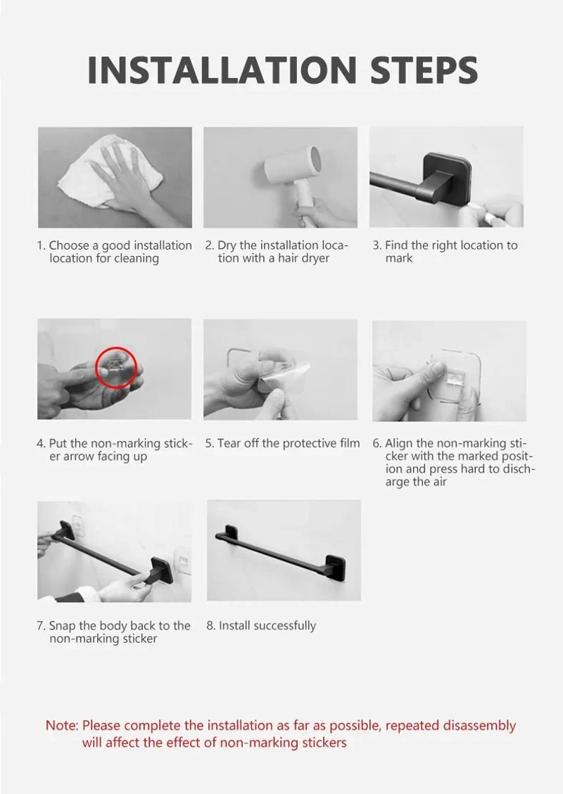 Description Picture 4 of itemBathroom Punch-free Gun Gray Single Pole Towel Bar Space Aluminum Bathroom Towel Rack Bathroom Toilet Towel Rack Hanging Rod