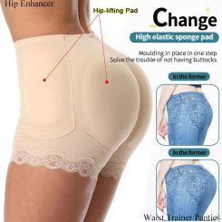Hip Lift Lace Fake Ass Buttocks Shorts Middle Waist Briefs Body Shaping Pants Push Up Panties Female Lingerie Shapewear Panties