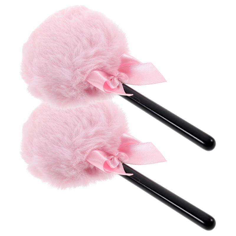 Description Picture 2 of item2 Pcs Long Hair Dark Powder Puff Compact Size Lightweight Portable Women Makeup Tools Beauty Accessories Facial Applicator Soft