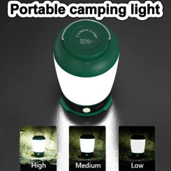 Portable Outdoor Camping Lamp USB Charging Multi-function 3 Color Dimmable Tent Light Waterproof Flashlight Emergency Work Lamp