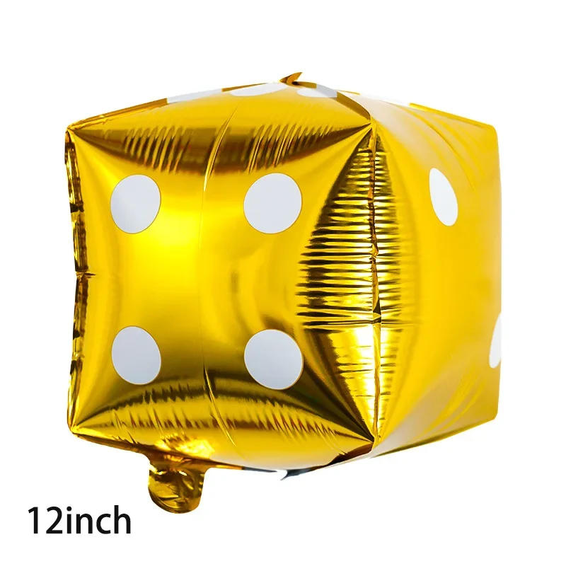 Description Picture 4 of item12 Inch Gold Balloons Pearl White Dice Foil Ballon Casino Theme Gold Confetti Balloons for Birthday Weddings Party Decorations