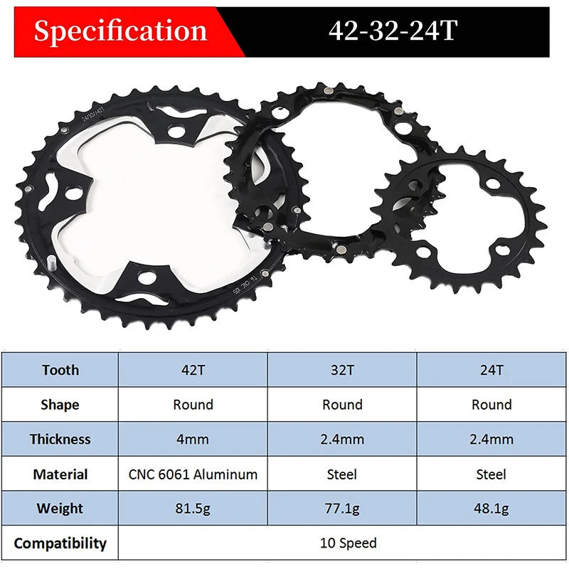 Description Picture 2 of itemBUCKLOS 104/64 BCD Bicycle Chainring 22T 24T 26T 32T 38T 42T 44T MTB Chainring 9S 10S Mountain Bike Chainwheel Bicycle Parts