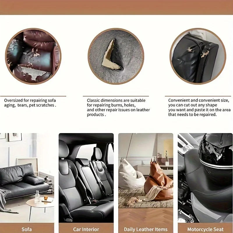 Description Picture 5 of item1PC-PU leather repair patch, self-adhesive sofa patch, waterproof and wear-resistant, suitable for furniture, driver's seat, sof