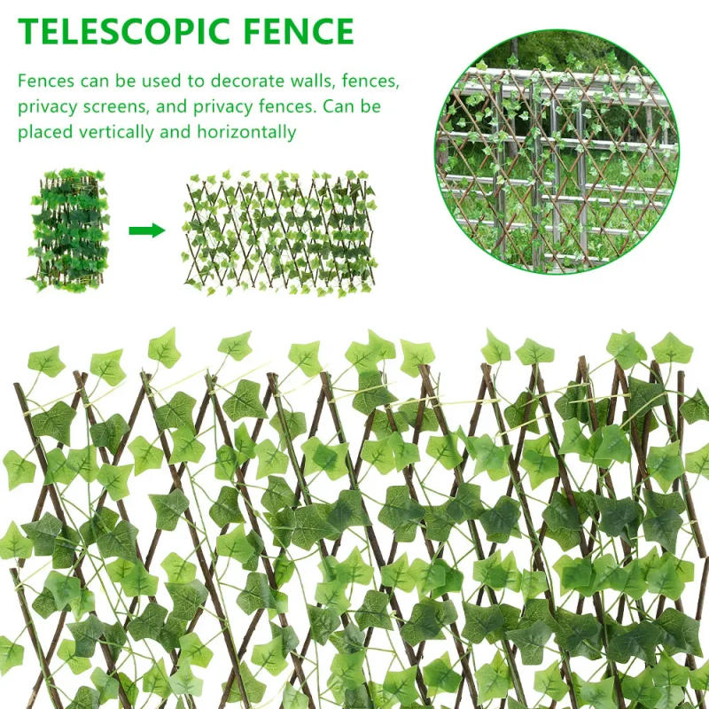 Description Picture 4 of itemNew Garden Screening Expanding Trellis Privacy Screen Hedge Artificial Faux Ivy Leaves Wooden Fence for Garden Buildings