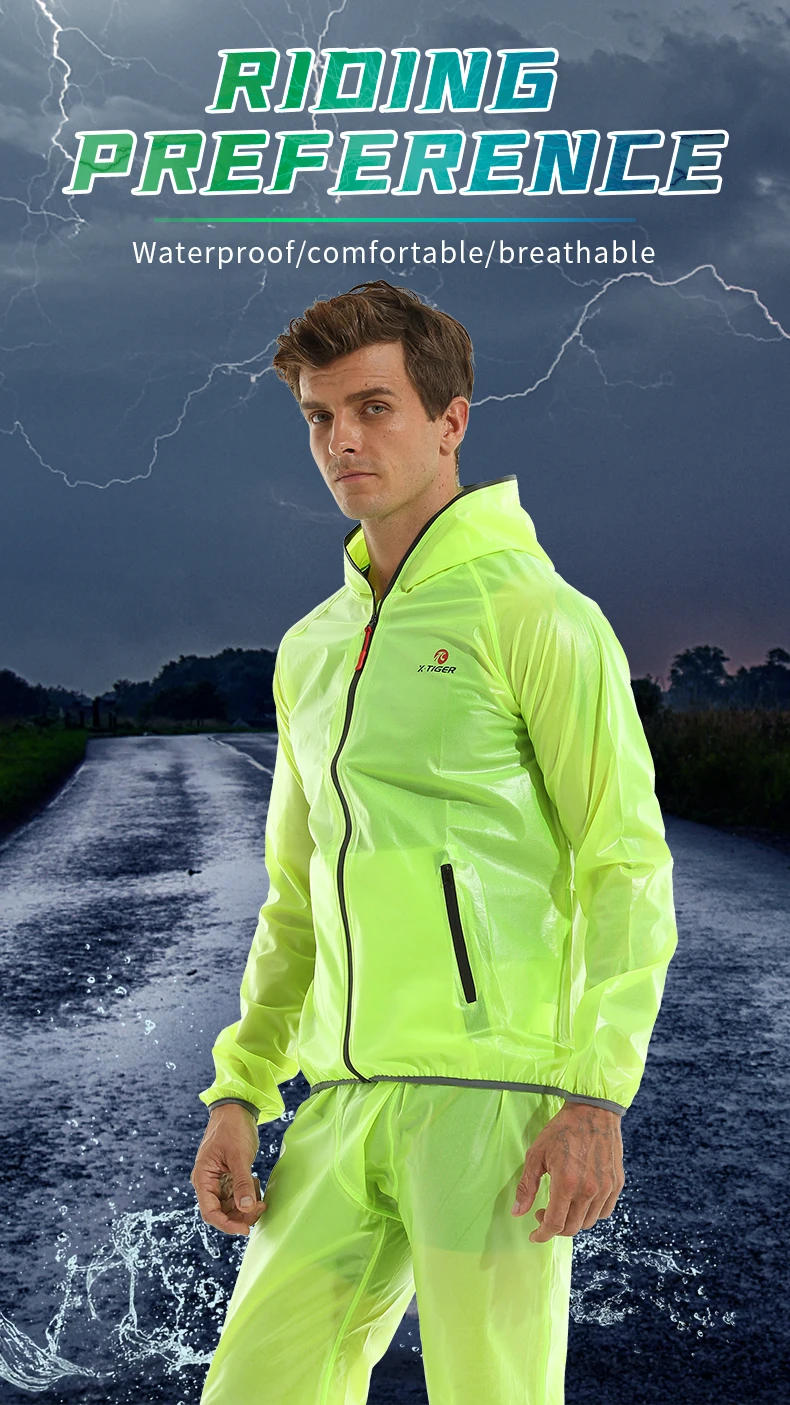Description Picture 2 of itemX-TIGERT Cycling Raincoat Cycling Jackets Green Bicycle Waterproof Jersey Windcoat MTB Bike Clothing Jacket Rainproof Clothes
