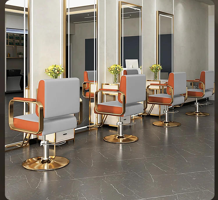 Description Picture 3 of itemLuxury Barbershop Barber Chair Personalized Gold Swivel Designed Barber Salon Beauty Salon Cadeira De Barbeiro Furniture