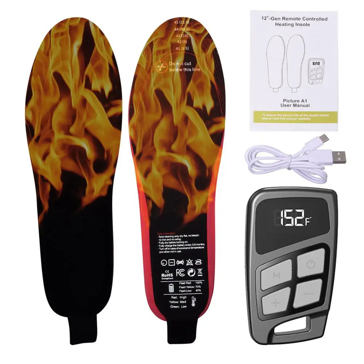 Description Picture 5 of itemMen Women Heated Insoles With 3500Mah Rechargeable Battery Wireless Remote Controlled Temperature Heating Insoles Foot Warmer