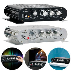 ST-838 HiFi 2.1 Channel Stereo Bass Sound Amp Bass and Treble Adjustment 12V 80W*2 Subwoofer Amplifier for Car Home Power Amp