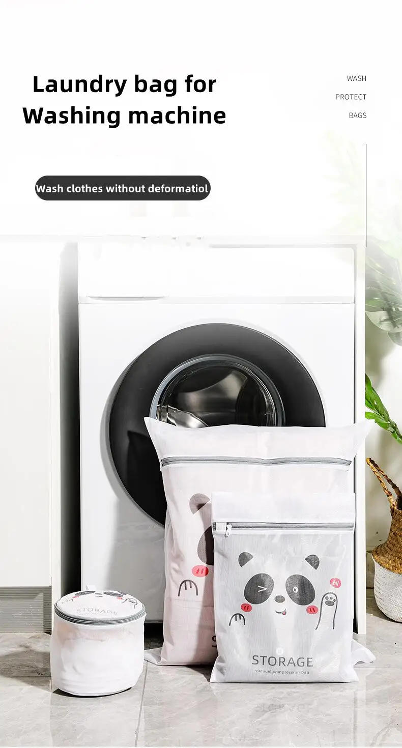 Description Picture 2 of itemPanda Dirty Clothes Bag Zip Laundry Travel Net Basket For Washing Machine Bra Underwea Mesh Bag Laundry Organizer Accessories